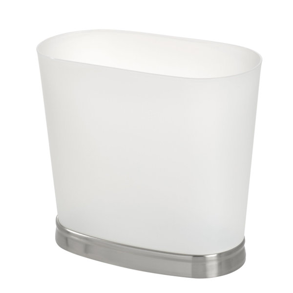 iDesign Small Oval Bathroom Trash Can –Gina Collection - Frost/Brushed Nickel & Reviews | Wayfair